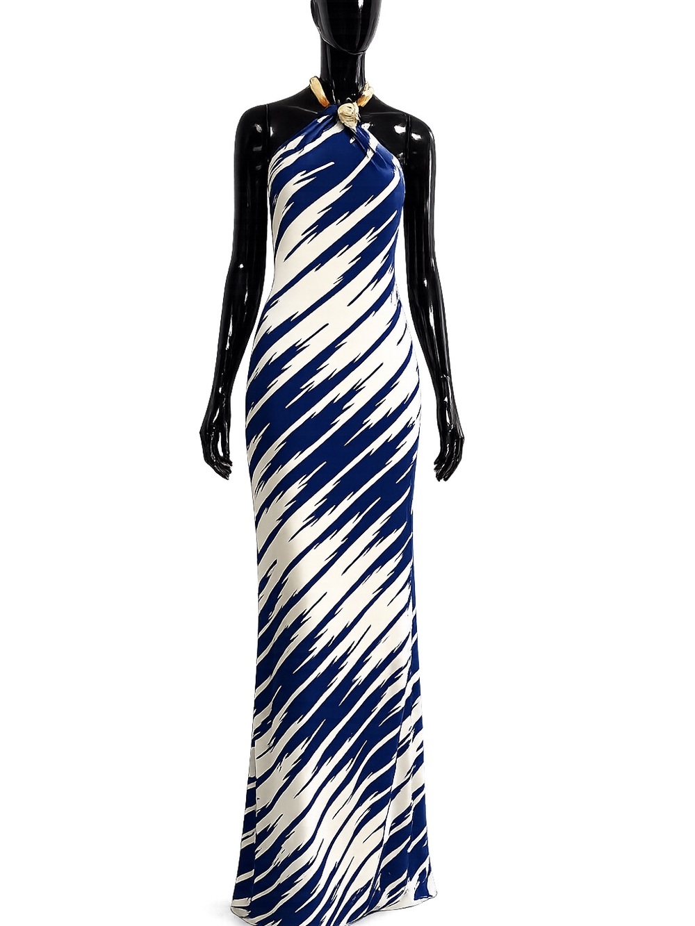 💙🤍 New With Tags Lauren Ralph Lauren Halter Maxi Dress